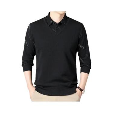 Imagem de Camisa Polo Masculina De Pulôver Forrada Com Fleece, Outono Inverno, T