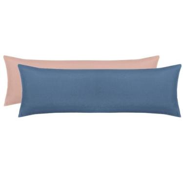 Imagem de Kit 2 Fronhas Super Body Pillow Acetinado Altenburg 50X145cm Cor:Azul-