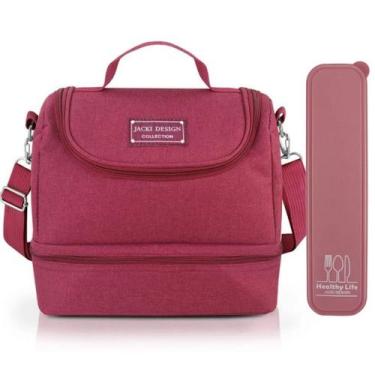 Imagem de Bolsa Térmica Lancheira Necessaire Marmita Lanches Bebidas 2 Compartim
