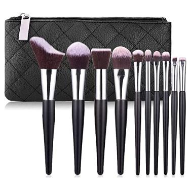 Imagem de Conjunto de pincéis de maquiagem Feiyxu, 10 peças, premium, com bolsa, base, blush, delineador, sombra, corretivo, kit