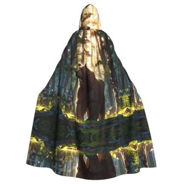 Imagem de QAZWZML Economical Adult Hooded Cloak Halloween Full Majestic brown bear Print Cape for Costume Party & Cosplay