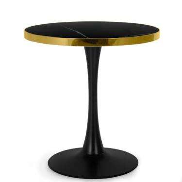 Imagem de Mesa de Jantar Redonda Majestic 70cm Mármore Sintético Base Tulipa - Preto