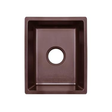 Imagem de Enbol Pia de pia de bar, pia de cozinha de granito de 30,5 x 38,8 cm, pequena pia de bar molhado RV lavatório de quartzo marrom café EGS-1215-C