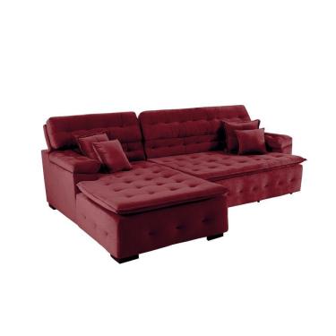 Imagem de Sofá Retrátil E Reclinável Com Chaise Orlando 2.20x2.10m- Sofisticato-vinho