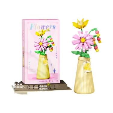 Imagem de Brinquedo De Blocos Mini Modelo Rosa Girassol HUIQIBAO MOC Buquê De Fl