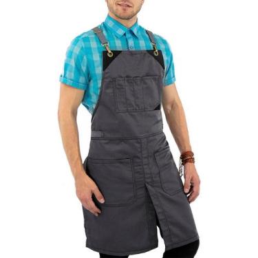 Imagem de Avental de lona resistente com bainha dividida e vários bolsos - Yiwei