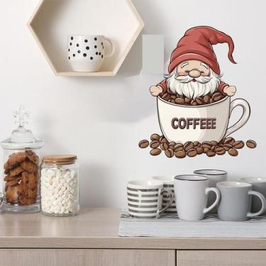 Imagem de Adesivo de parede Coffee Cup Gnome PVC 29x29cm para cozinha - yiweisai