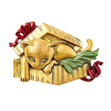Imagem de Alfinetes de broche em liga de ouro vintage para gatos com esmalte par