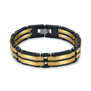 Imagem de Pulseira masculina de aço inoxidável de 6 camadas com borda inclinada 