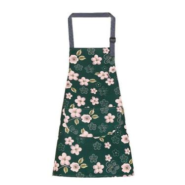Imagem de Avental com estampa floral para mulheres e homens, lona de algodão - Y