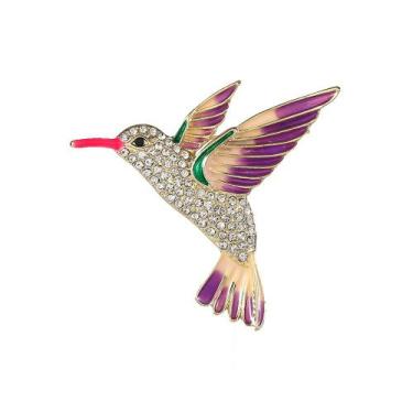 Imagem de Broche Elegant Hummingbird Purple Enamel Wings Alloy - Yiweisai