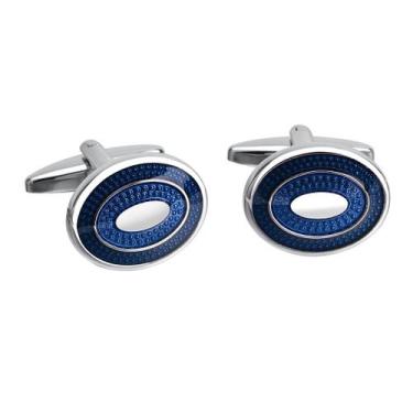 Imagem de Cufflinks em formato oval de esmalte azul para homens - yiweisai
