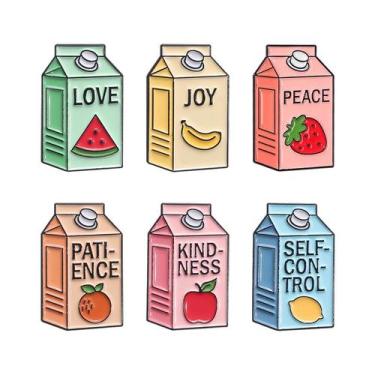 Imagem de Conjunto de broches, suco de frutas colorido, lapela de liga de desenh