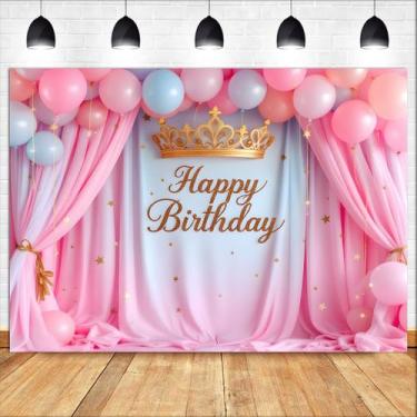 Imagem de Tapeçaria para pendurar na parede Princess Birthday Pink 150x100cm - y