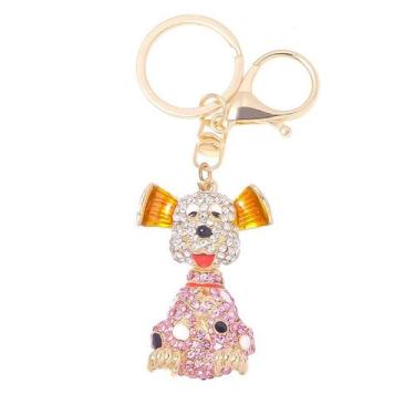 Imagem de Chaveiro Cachorro fofo com strass cintilante em liga de zinco - yiweis