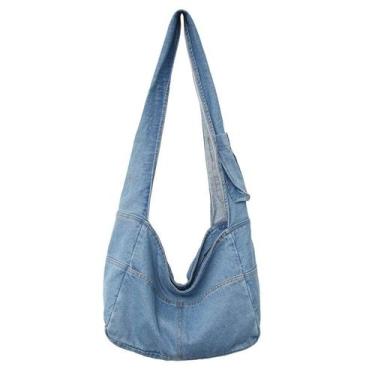 Imagem de Bolsa tiracolo jeans de grande capacidade para mulheres 35x18x25cm - Y