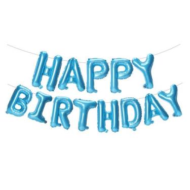 Imagem de Banner de balões de aniversário PIGETALE Feliz Aniversário Azul 40cm