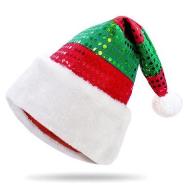 Imagem de Chapéu de elfo de Natal WTTORDE vermelho e verde em feltro e pelúcia