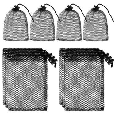 Imagem de Bolsa de malha Sliverdew, 10 peças, pequena rede de nylon preta, 15 x 