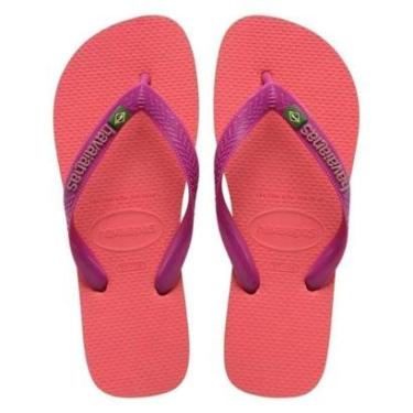 Imagem de Chinelo Havaianas Brasil Original Logo Coral Rosa Top-Feminino
