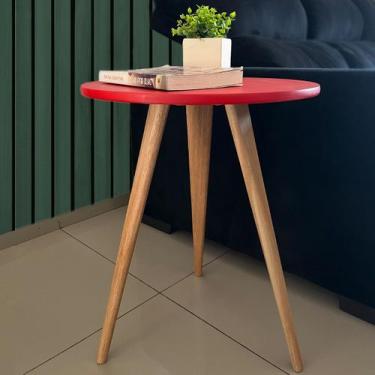 Imagem de Mesa De Canto e Centro Redonda Lateral Apoio Decor Retrô - KISSMÓVEIS,