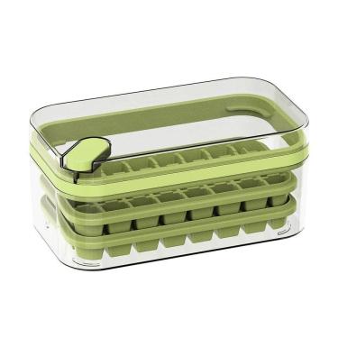Imagem de Forma De Gelo 64 Cubos Camada Dupla Recipiente Bandeja | Refrescância Em Dobro - Verde