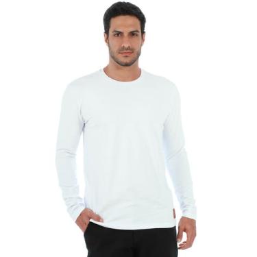 Imagem de Camiseta Masculina Slim Com Elastano Manga Longa Branca - Anistia, Bra