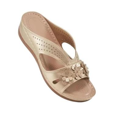 Imagem de Sandálias Casuais Femininas Com Plataforma Em Forma De Flor Confortáve