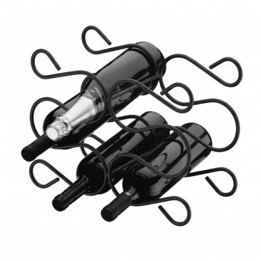 Imagem de Suporte Adega Para 6 Garrafas Vinho Champanhe Aço Cozinha Preto Fosco - 1362PT Future