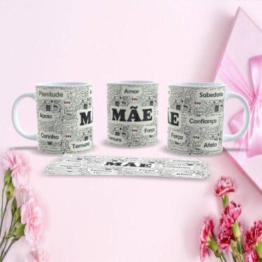 Imagem de Caneca de Porcelana 325ML Mães Estampa 21 Decorada Dia das Mães Branco