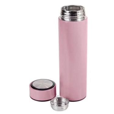 Imagem de Garrafa Térmica Inox 500ml Quente Frio Tampa Rosa Nº18 - SMART TECH