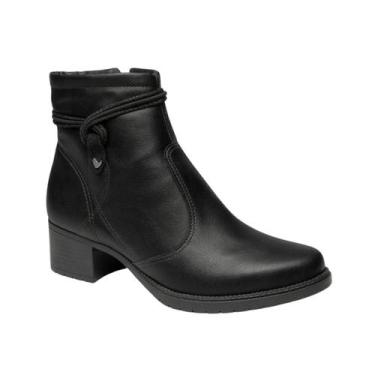 Imagem de Bota Feminina Cano Curto Salto Bloco Médio Mississipi J0781 - Preto - 