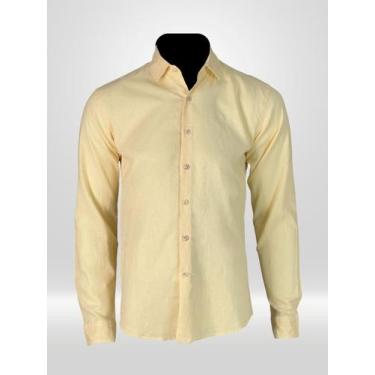 Imagem de Camisa Masculina Social Manga Longa Linho Amarela - Victor Varrens, 5