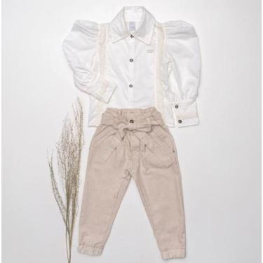 Imagem de Conjunto sicial camisa tecido com bordados em griper e calca em linho 