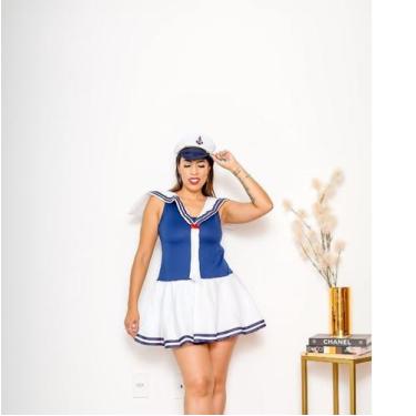 Imagem de Fantasia Marinheira Adulto Vestido Capitã Comandante Feminina Carnaval