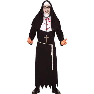 Imagem de Fantasia Halloween de Terror Roupa Freira Sangrenta Adulto Feminina Ma