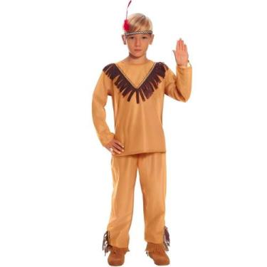Imagem de Fantasia Infantil pra Menino Roupa de Índio Americano Completa Carnava