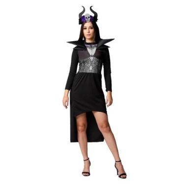 Imagem de Fantasia Malévola Rainha Má Adulto Com Tiara Halloween - Fantasias Car