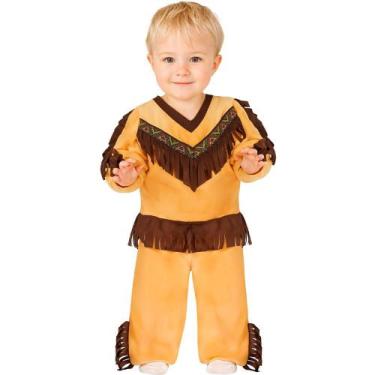 Imagem de Fantasia de Bebe Menino Roupa Índio Americano de Luxo Completa Carnava