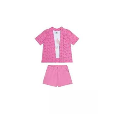 Imagem de Conjunto Bebê Menina Regata, Short E Kimono Alenice, Branco, 2