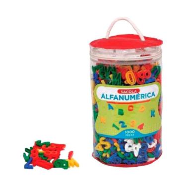 Imagem de Brinquedo Educativo Alfanumérico Sacola 1000 Peças para Letras Números e Contagem Sonho de Criança