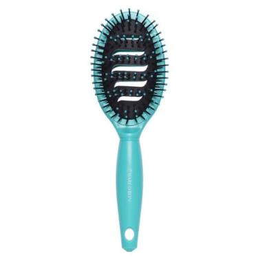 Imagem de Escova De Cabelo Oval Flexível Vazada Evita Mofo Marco Boni, Verde