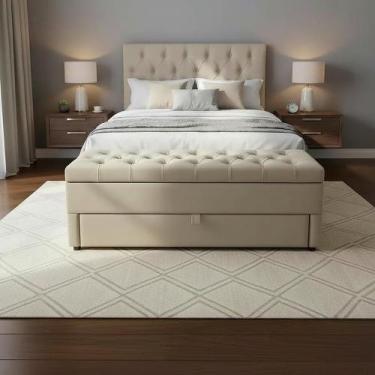 Imagem de Kit Baú Gaveta e Cabeceira Com Fixação no Box (Cama) Cor Bege Claro 14