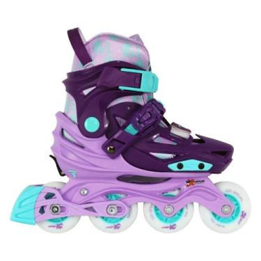 Imagem de Patins Traxart Infantil Ajustavel X-Light Com LED Abec-9, Roxo, G, 33,
