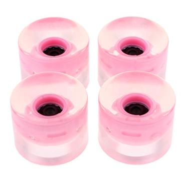Imagem de LoveinDIY 4 peças de rodas para skate de 60 mm com núcleo de rolamento - rosa