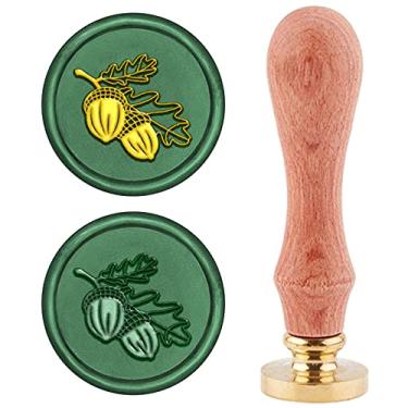 Imagem de Bolota de selo de cera CRASPIRE, selo de cera retrô de madeira selo de cera de 25 mm alça de cabeça de latão removível para envelope de convites de festa