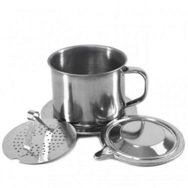 Imagem de Cafeteira Vietnamita Manual Aço Inox Preparo Café 3 Xícaras Pequena Pressão Prático Sem Filtro Papel