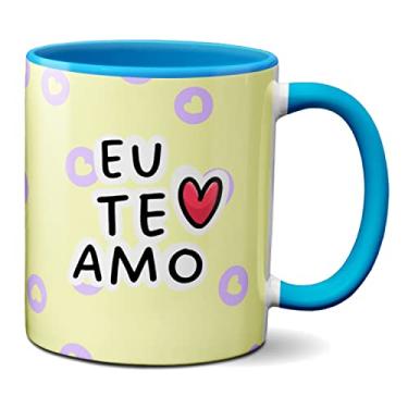 Imagem de Caneca Flork Meme Namorados Fofos Mãos Dadas Eu Te Amo (Azul)