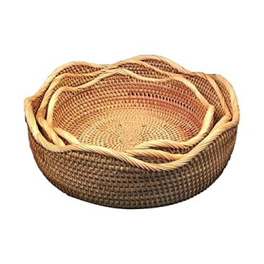 Imagem de porção pão - Cestas pão vime para servir - armazenamento vime para frutas e vegetais pão - armazenamento comida feita à mão para armazenamento Nanyaciv