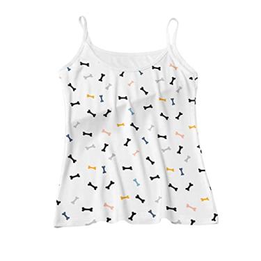 Imagem de Camiseta infantil meninas casual estampa de cartton colete sem mangas regata cropped tops para crianças meninas (branco, 2-3 anos)